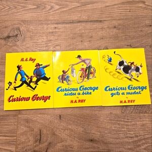 Vintage Curious George 3‎ Book Set - Yellow Covers Paperback 1993